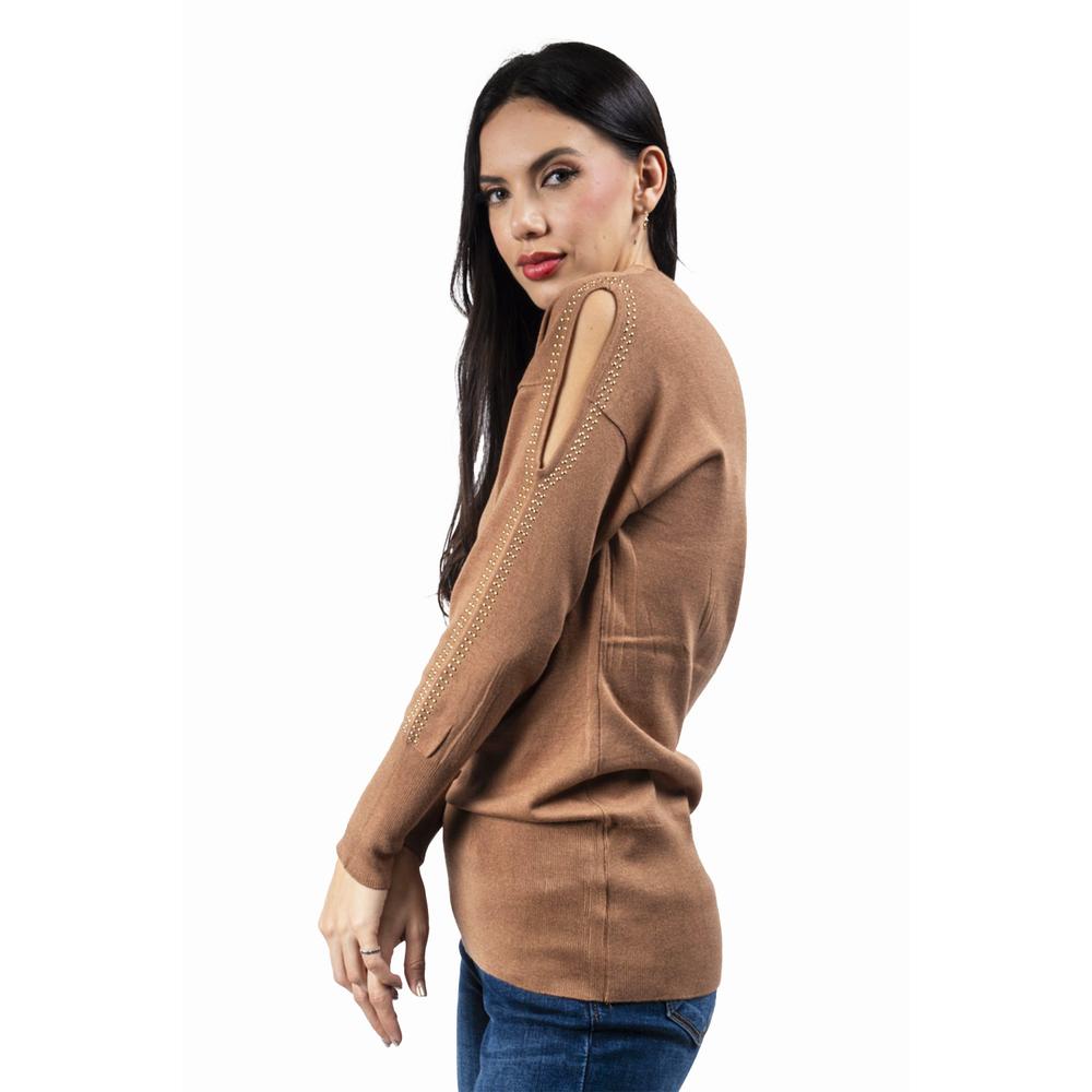 Foto 5 pulgar | Blusa Con Detalles En Las Mangas Roman Fashion / Juvenil, 2306 (cafe) Cafe