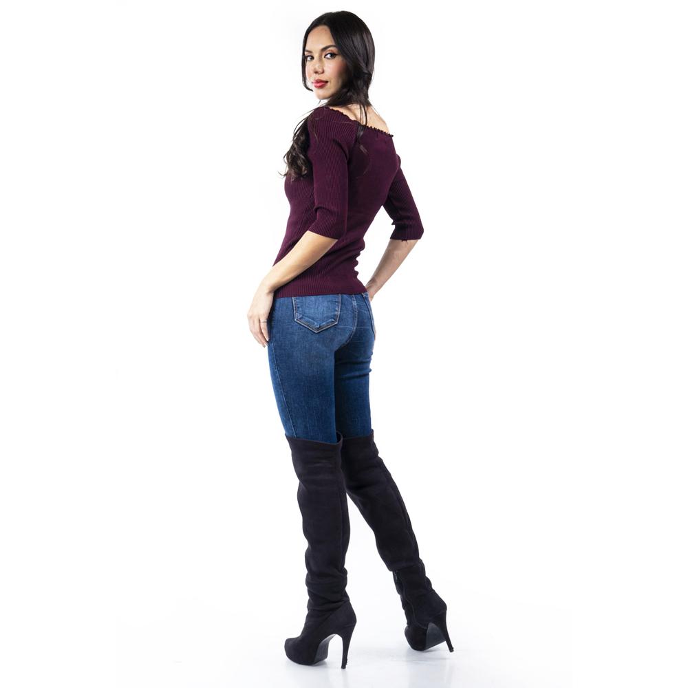 Foto 4 pulgar | Blusa De Canale Manga 3/4 Roman Fashion / Juvenil, B2 (morado) Violeta Oscuro