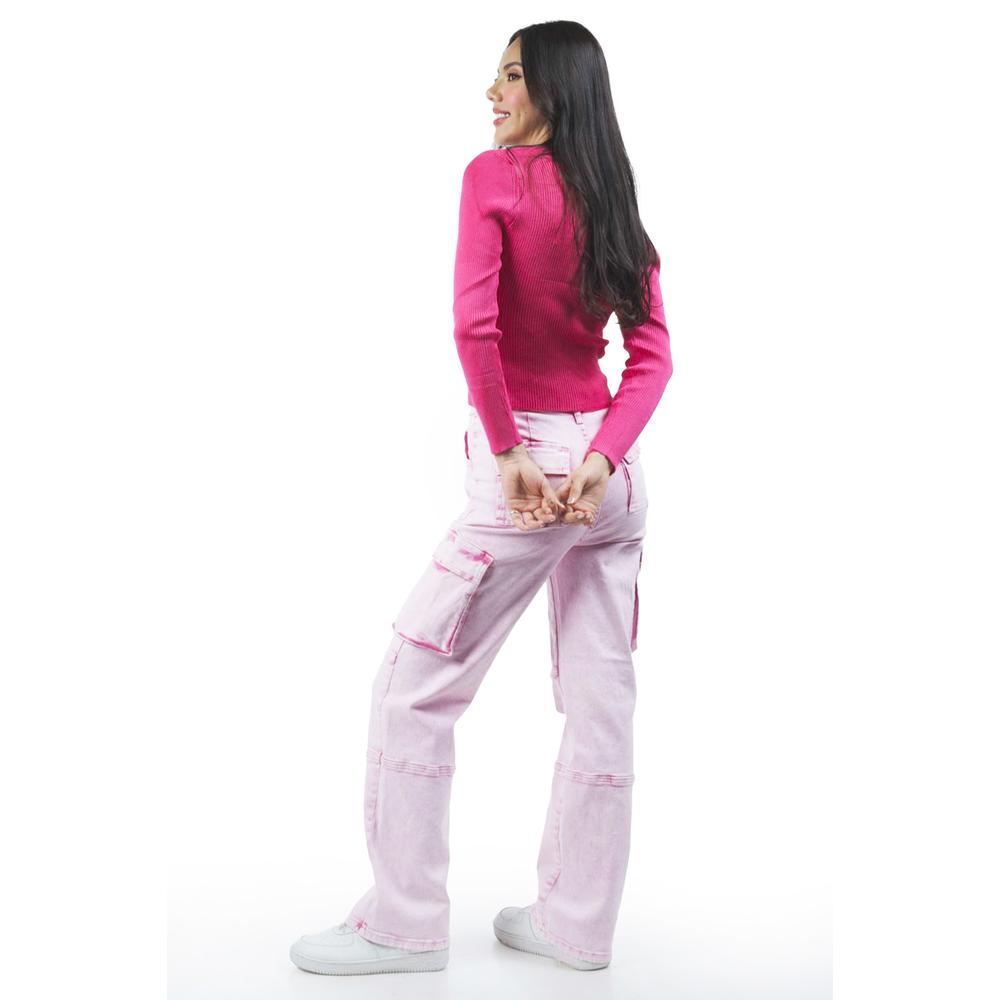 Foto 4 pulgar | Blusa De Canalé Manga Larga Roman Fashion /juvenil, 2507 (fiusha) Fucsia
