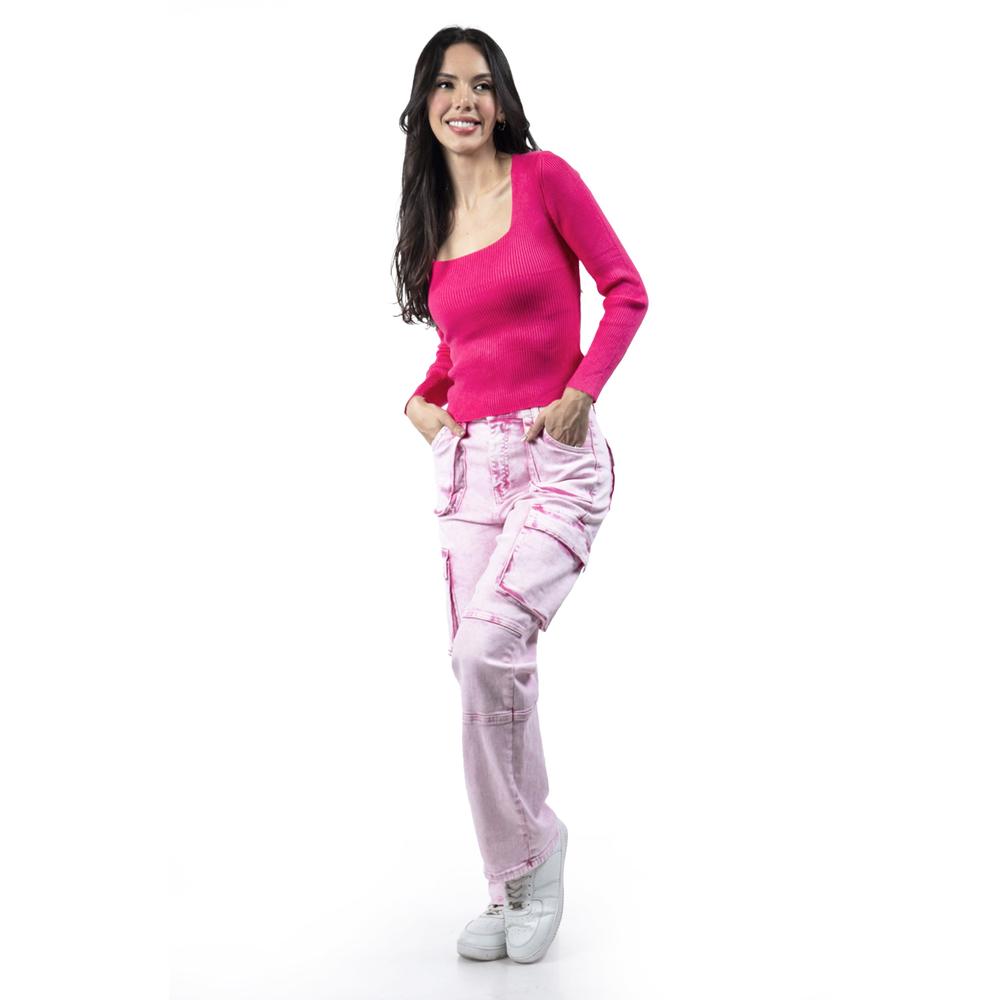 Foto 5 pulgar | Blusa De Canalé Manga Larga Roman Fashion /juvenil, 2507 (fiusha) Fucsia