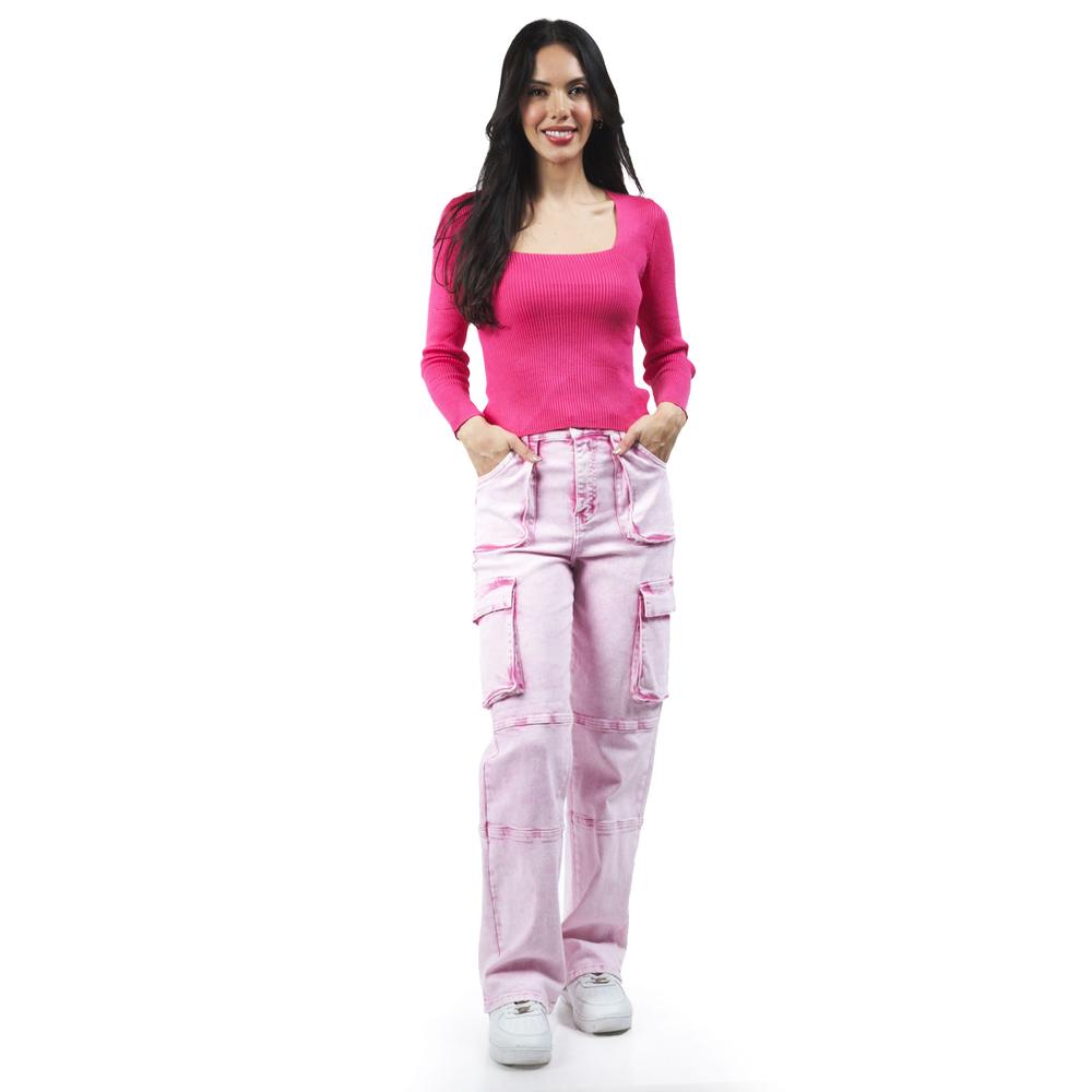 Foto 6 pulgar | Blusa De Canalé Manga Larga Roman Fashion /juvenil, 2507 (fiusha) Fucsia