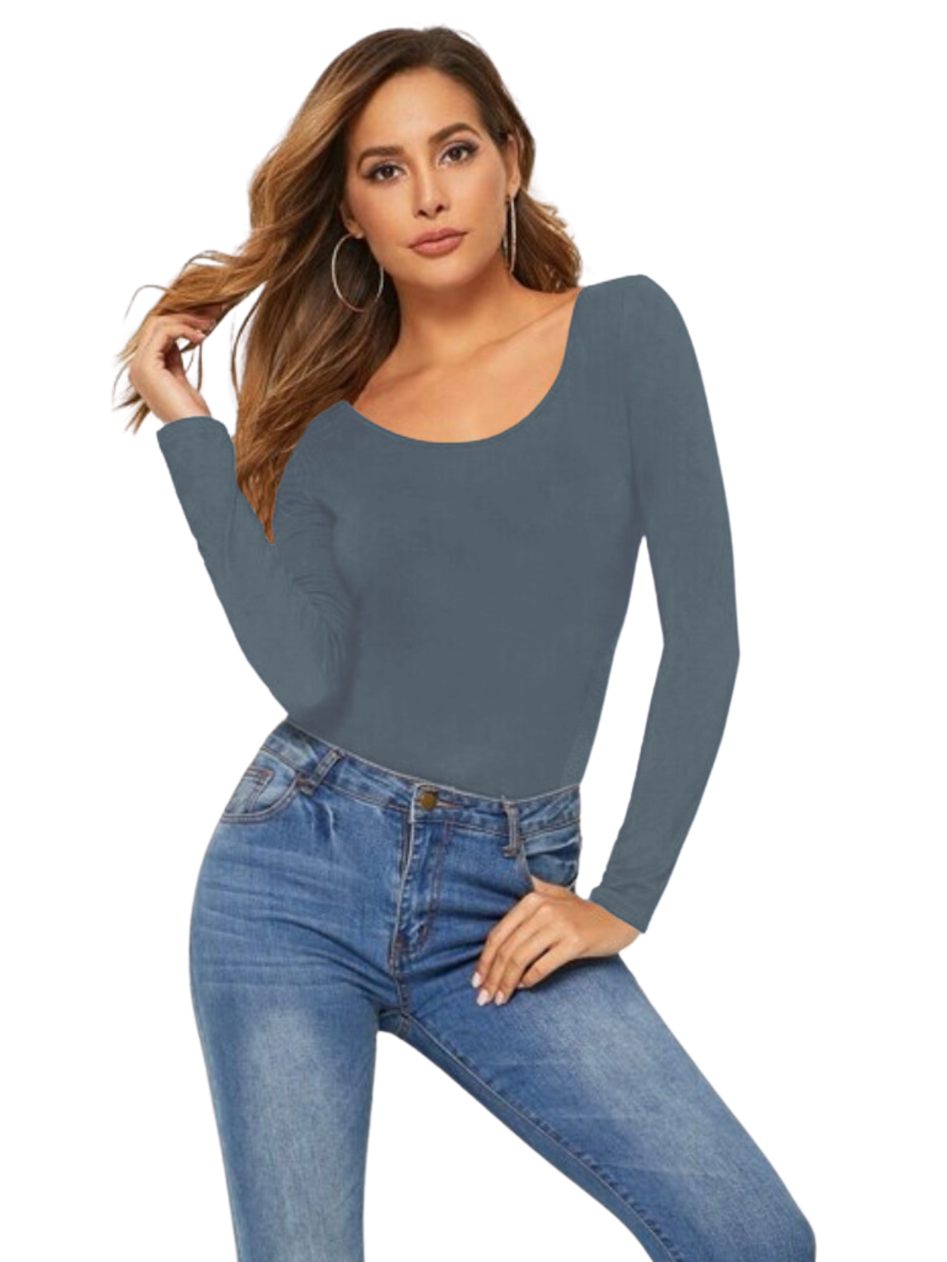 Foto 2 pulgar | Blusas Mujer Manga Larga Interior Térmico Bl-1013 Gris Invierno Dama