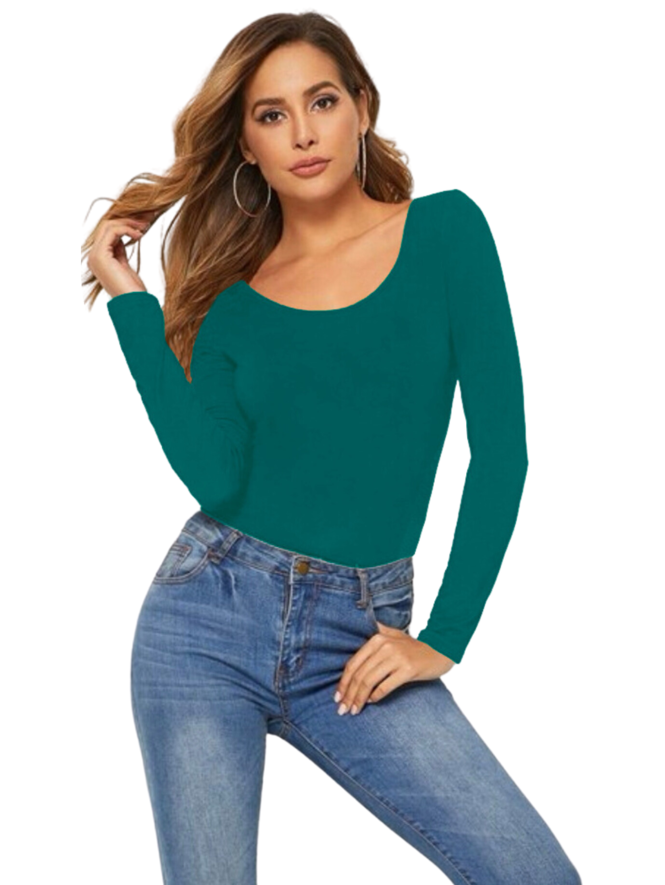 Foto 2 pulgar | Blusas Mujer Manga Larga Interior Térmico Bl-1013 Verde Jade Invierno Dama
