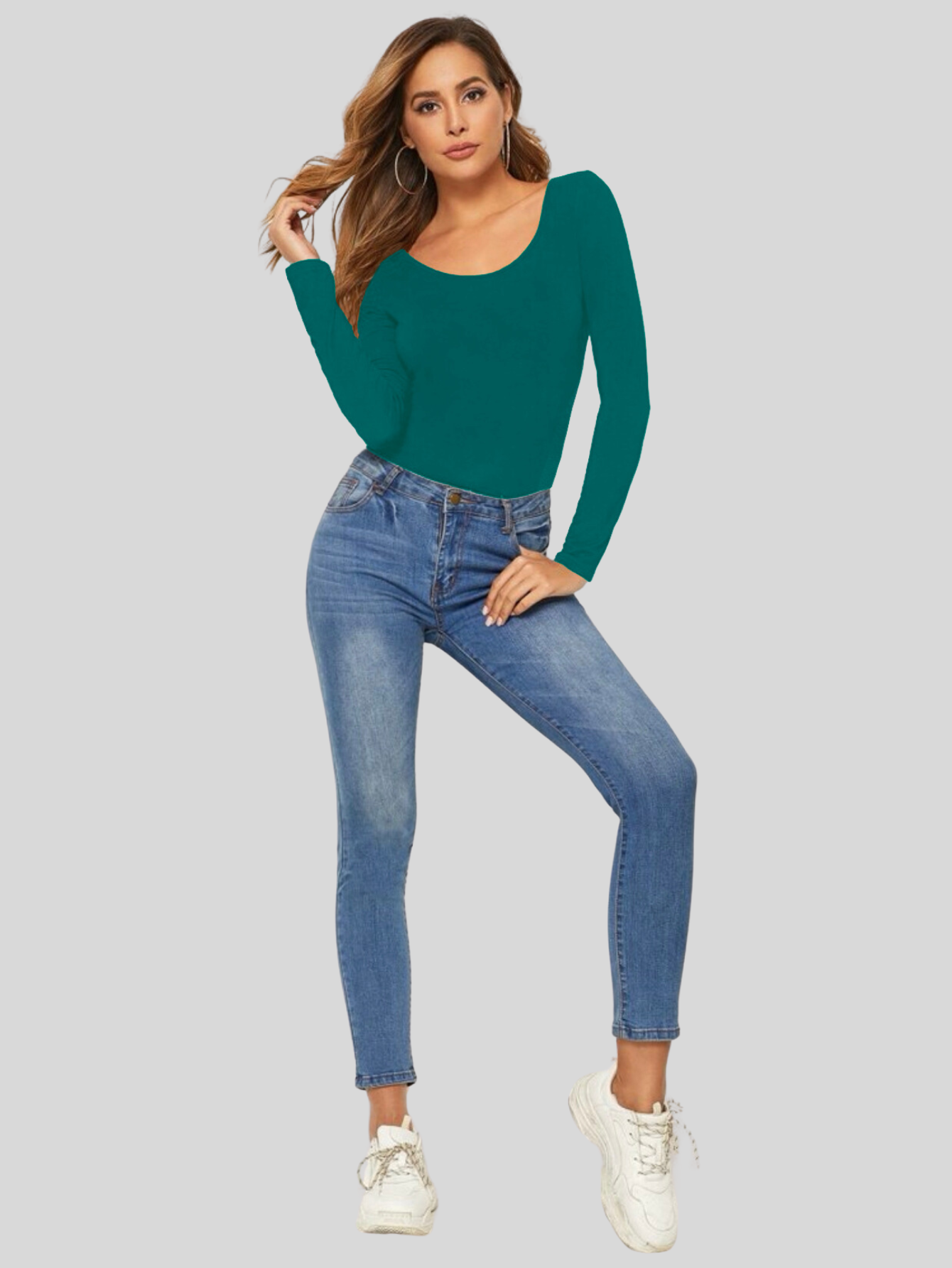 Foto 3 pulgar | Blusas Mujer Manga Larga Interior Térmico Bl-1013 Verde Jade Invierno Dama