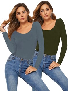 Foto 1 | Set 2 Blusas Mujer Manga Larga Interior Térmico Bl-1013-px2-variedad De Colores Invierno Dama