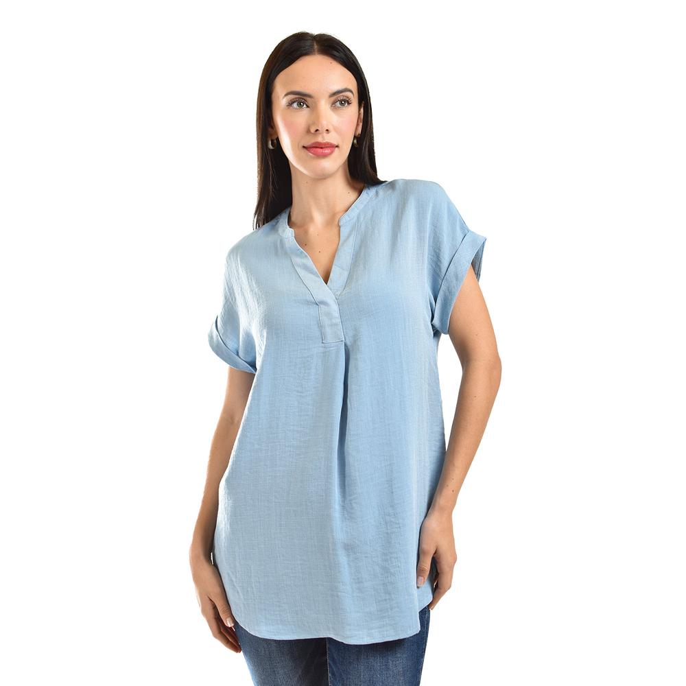 Blusa Ligera De Cuello V Roman Fashion / Juvenil, 0058 (azul Cielo) Azul