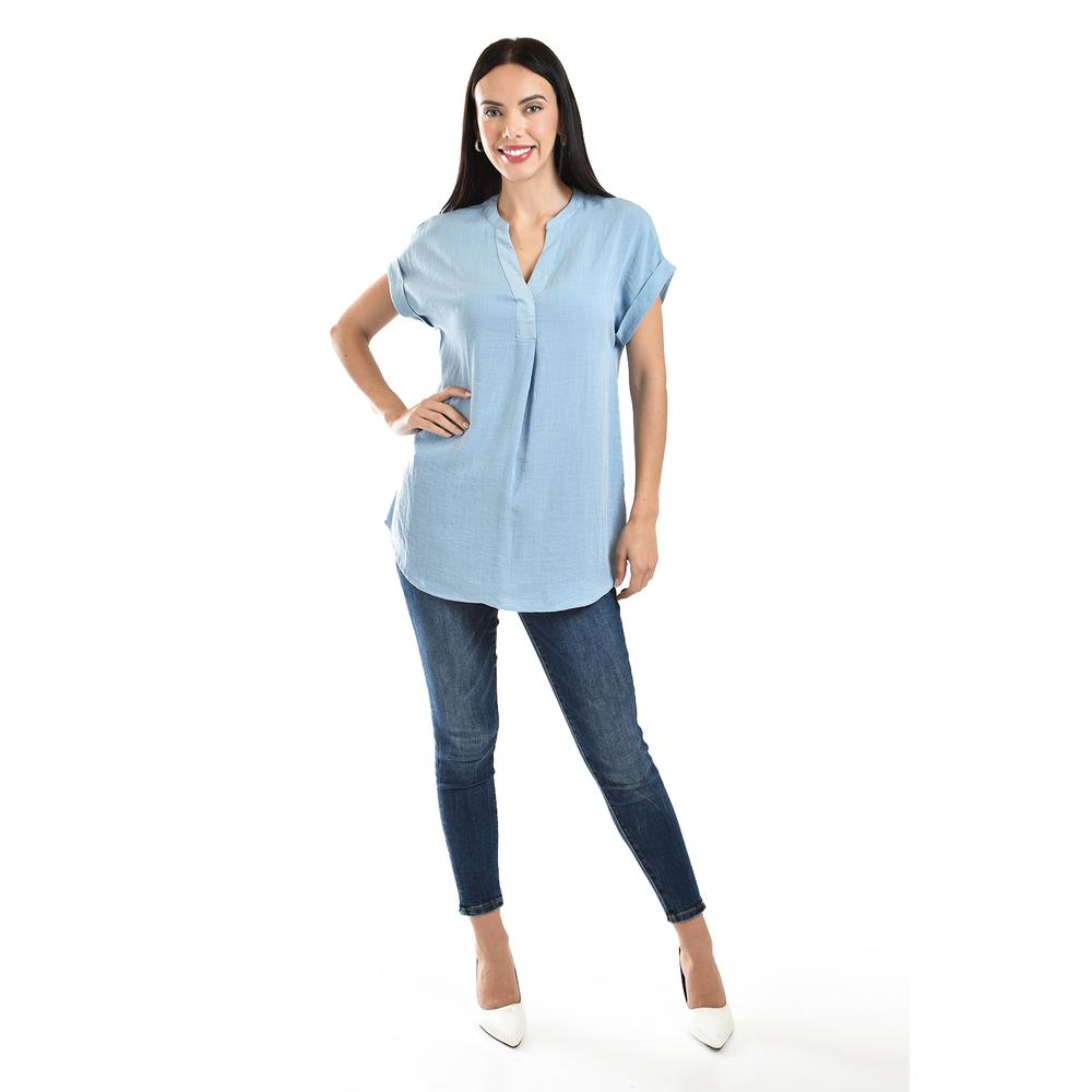 Foto 5 pulgar | Blusa Ligera De Cuello V Roman Fashion / Juvenil, 0058 (azul Cielo) Azul