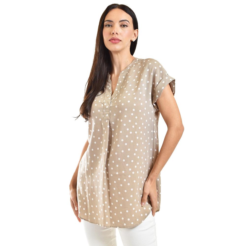 Blusa Ligera De Cuello V Roman Fashion / Juvenil, 0058 (cafe Puntos) Cafe