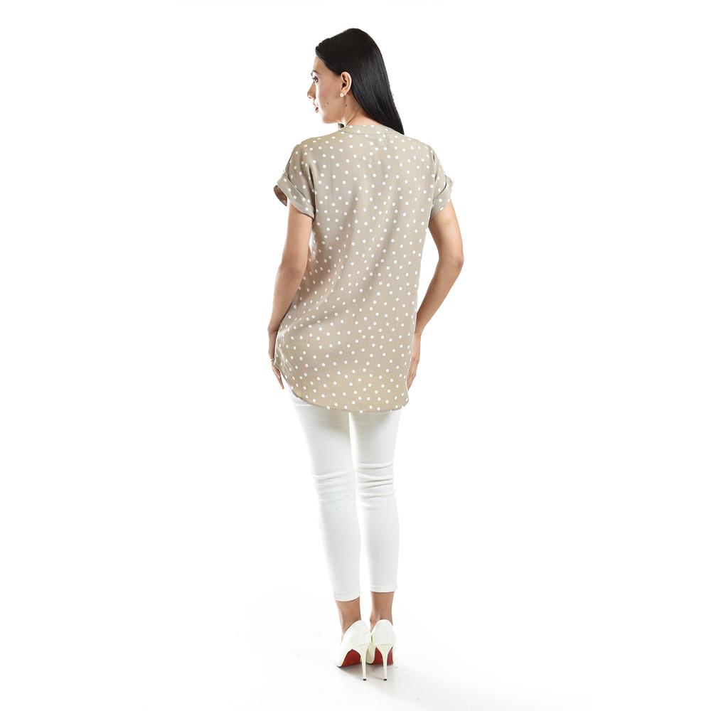 Foto 3 | Blusa Ligera De Cuello V Roman Fashion / Juvenil, 0058 (cafe Puntos) Cafe