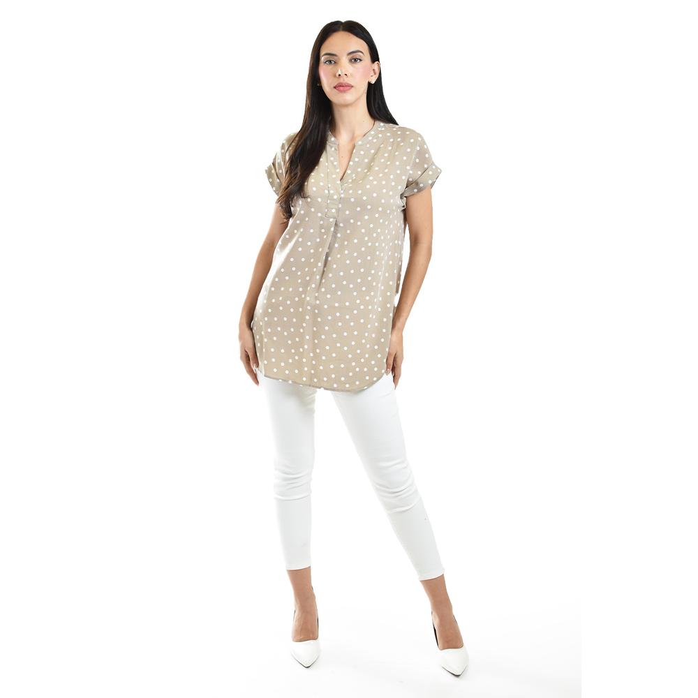 Foto 4 | Blusa Ligera De Cuello V Roman Fashion / Juvenil, 0058 (cafe Puntos) Cafe