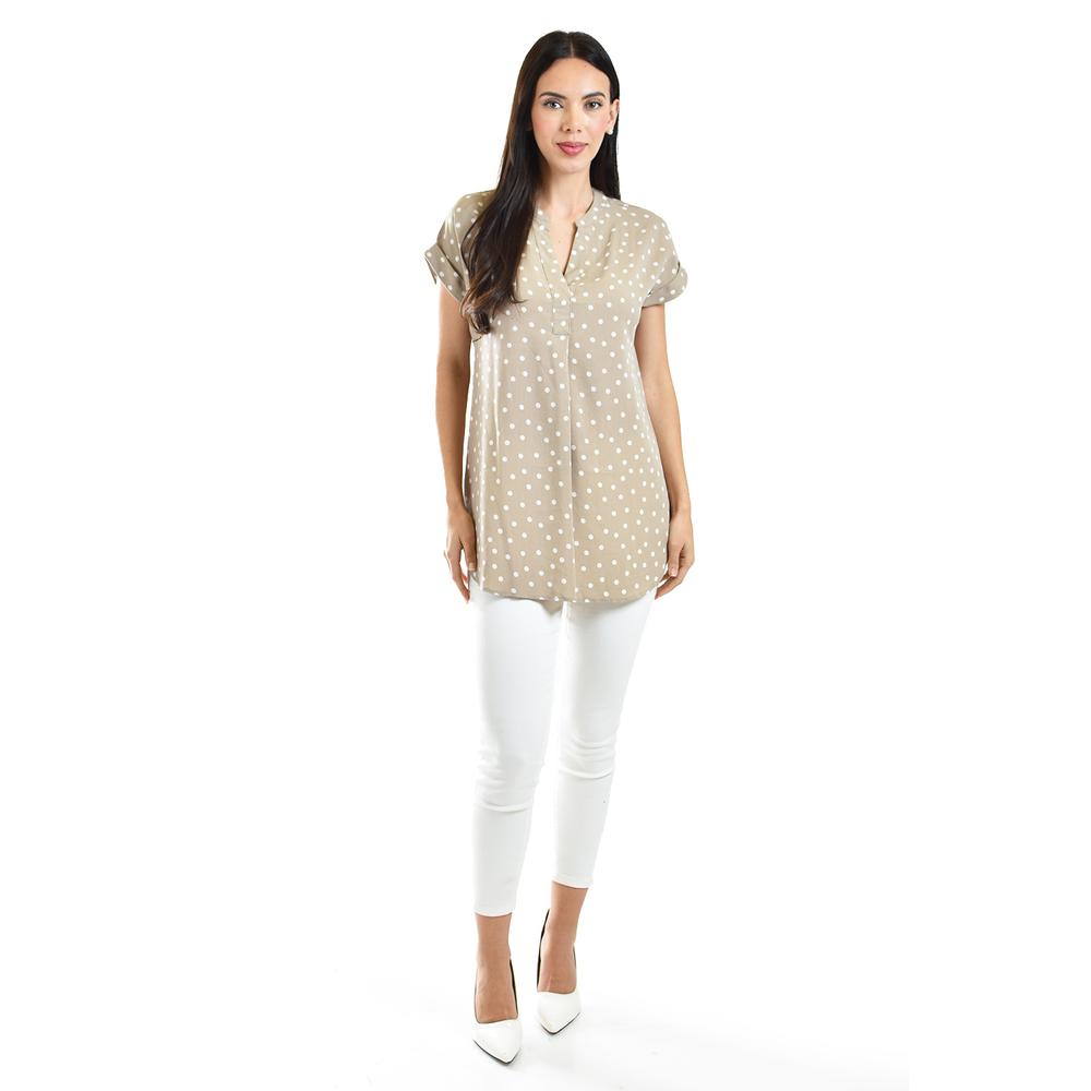 Foto 5 | Blusa Ligera De Cuello V Roman Fashion / Juvenil, 0058 (cafe Puntos) Cafe