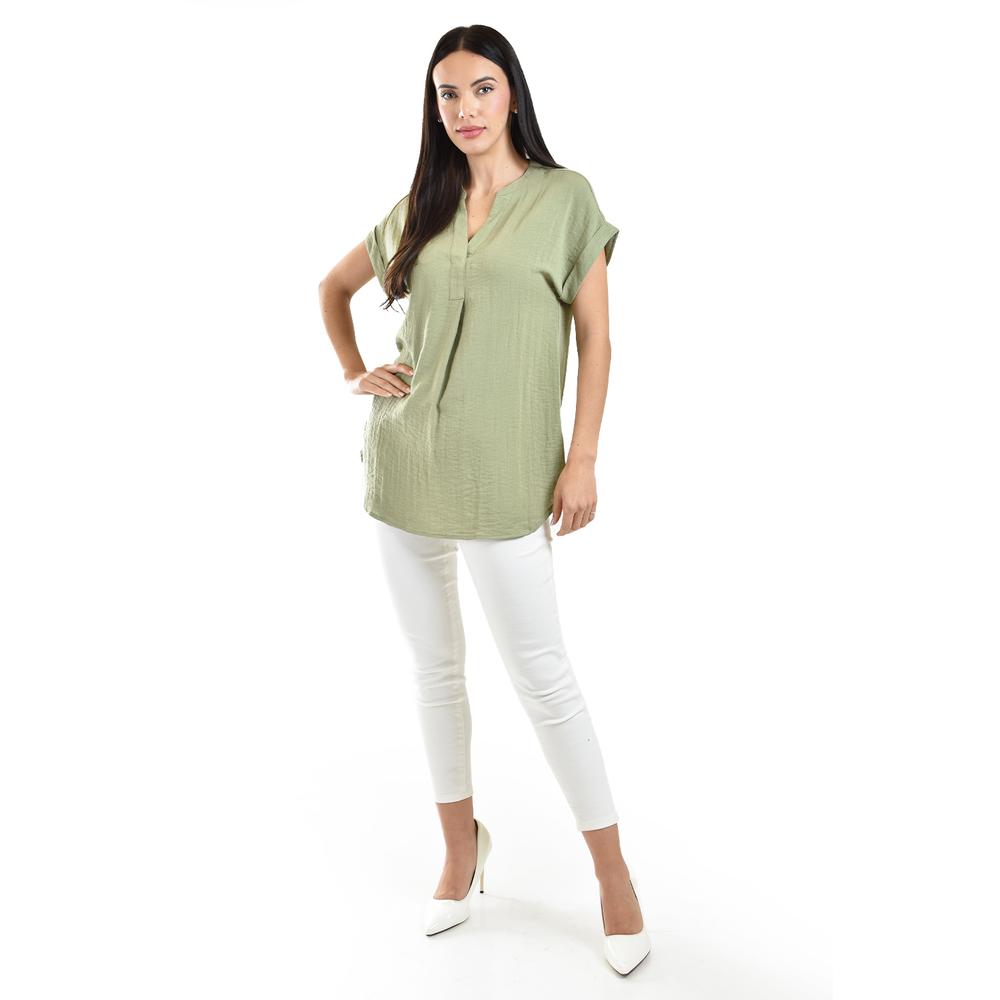 Foto 2 pulgar | Blusa Ligera De Cuello V Roman Fashion / Juvenil, 0058 (verde Pistache) Verde Claro