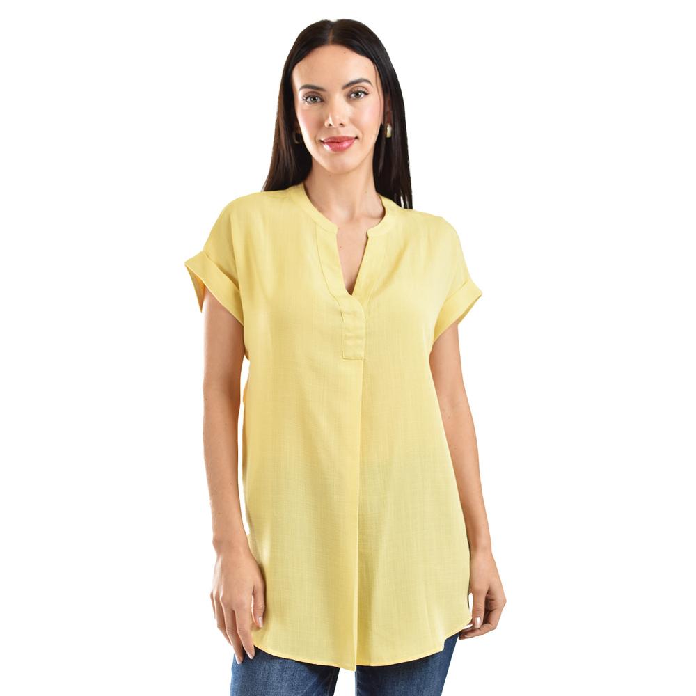 Foto 2 pulgar | Blusa Ligera De Cuello V Roman Fashion / Juvenil, 0058 (amarillo) Amarillo