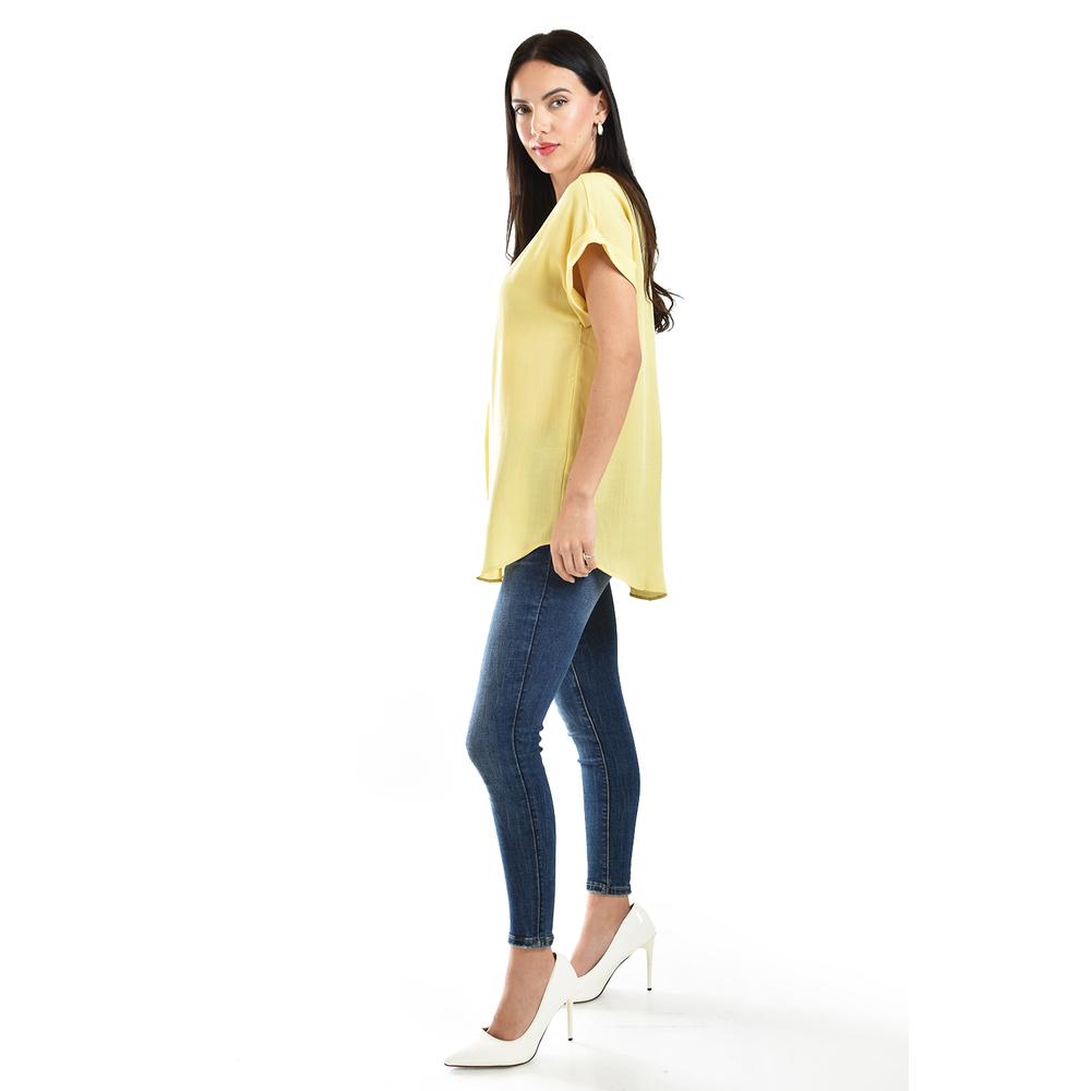 Foto 2 | Blusa Ligera De Cuello V Roman Fashion / Juvenil, 0058 (amarillo) Amarillo