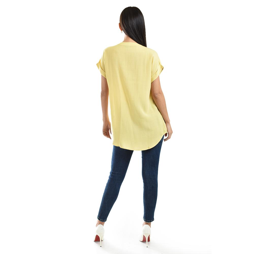 Foto 4 pulgar | Blusa Ligera De Cuello V Roman Fashion / Juvenil, 0058 (amarillo) Amarillo