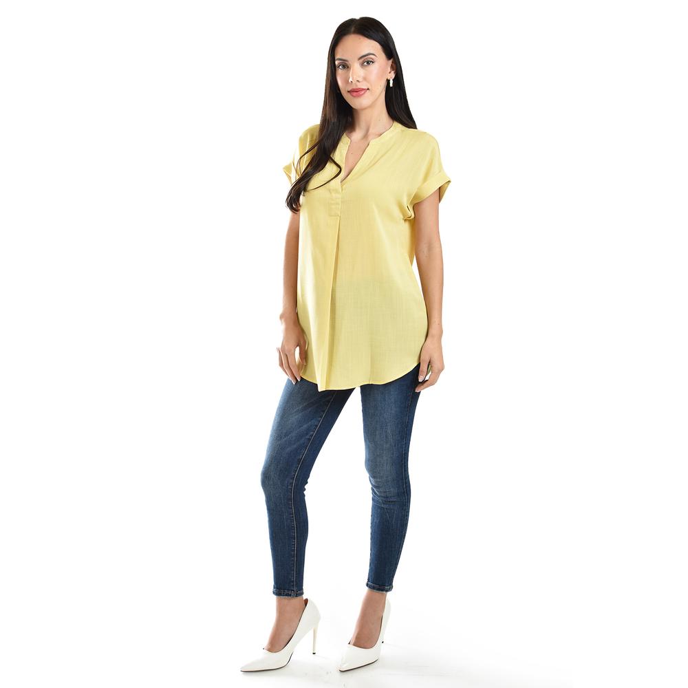 Foto 5 pulgar | Blusa Ligera De Cuello V Roman Fashion / Juvenil, 0058 (amarillo) Amarillo