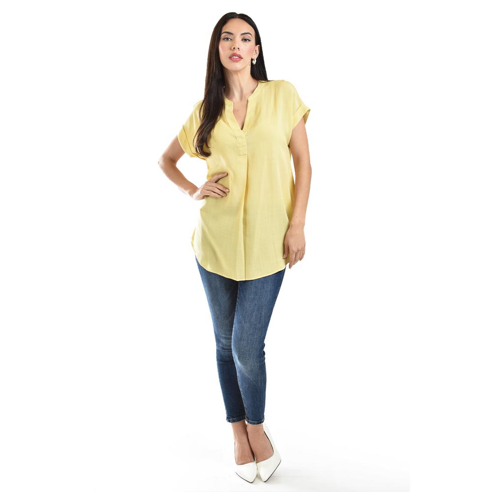 Foto 6 pulgar | Blusa Ligera De Cuello V Roman Fashion / Juvenil, 0058 (amarillo) Amarillo
