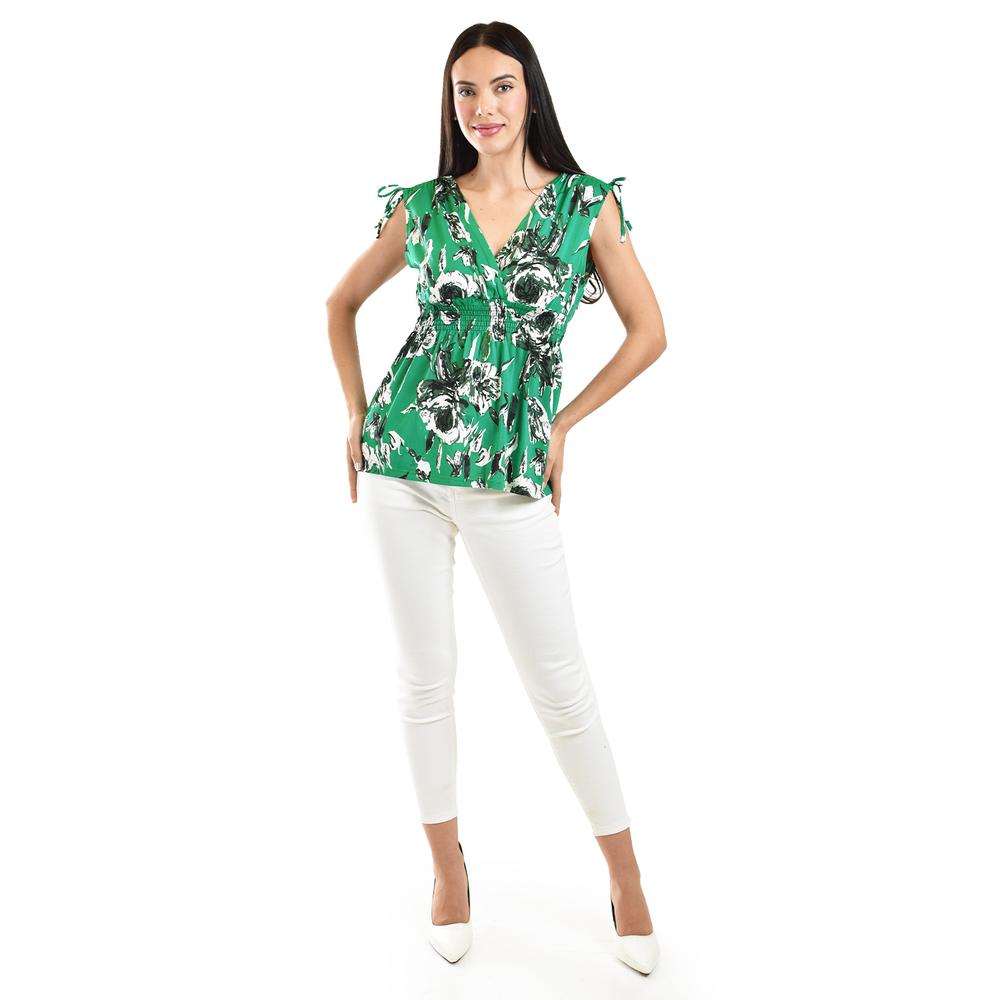 Foto 5 pulgar | Blusa Con Lazo En Los Hombros Roman Fashion /juvenil 6829 (verde Flor) Verde