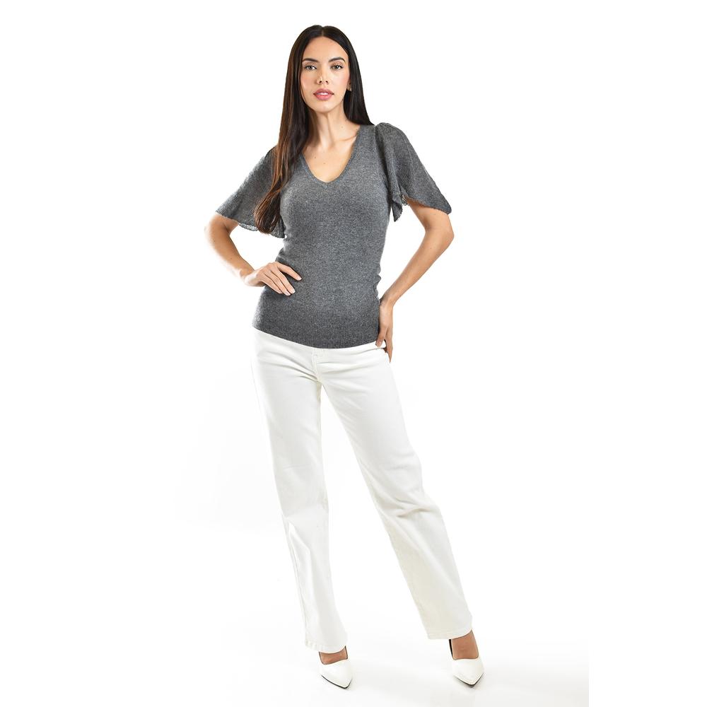Foto 5 pulgar | Blusa De Punto Manga Mariposa Roman Fashion /juvenil, 13465 (gris) Gris