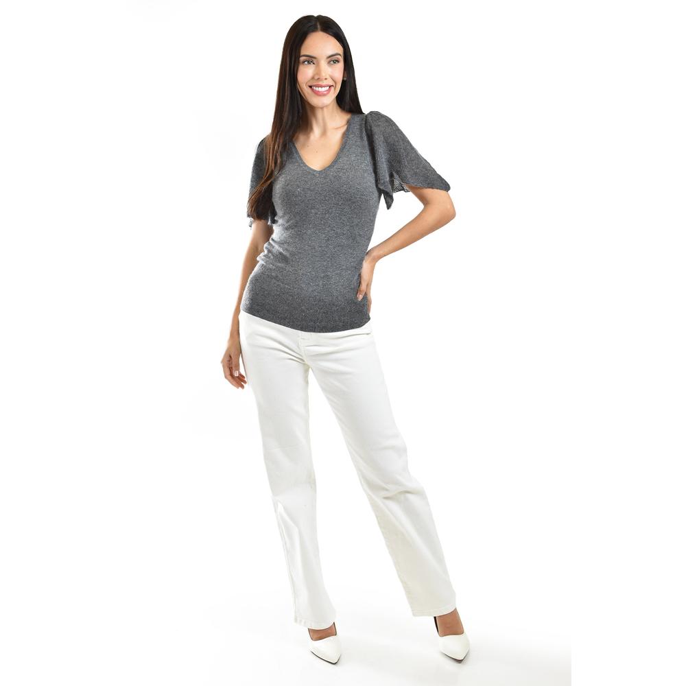 Foto 5 | Blusa De Punto Manga Mariposa Roman Fashion /juvenil, 13465 (gris) Gris