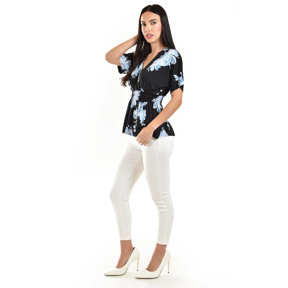 Foto 2 | Blusa Escote Cruzado Roman Fashion /juvenil, 6931 (negro / Azul) Negro