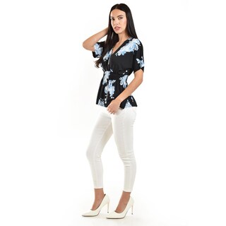 Foto 2 | Blusa Escote Cruzado Roman Fashion /juvenil, 6931 (negro / Azul) Negro