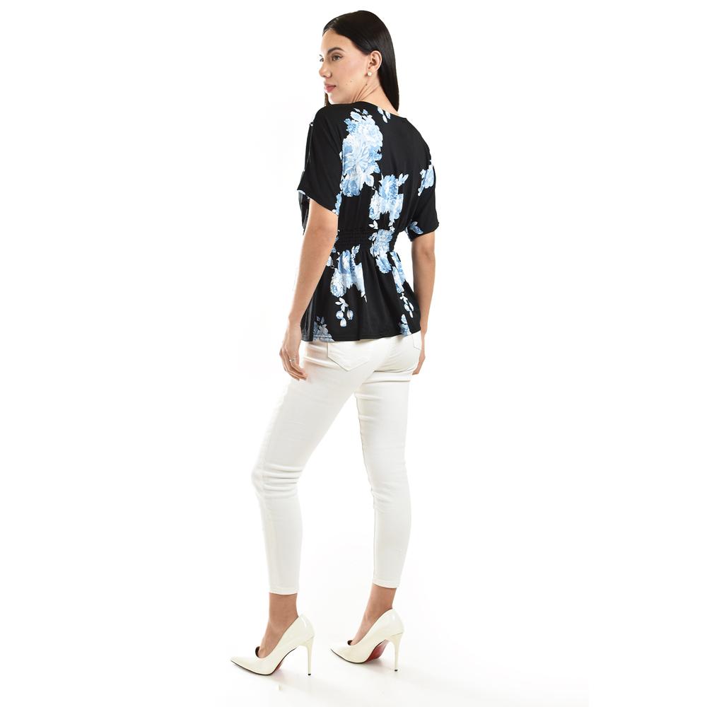 Foto 3 | Blusa Escote Cruzado Roman Fashion /juvenil, 6931 (negro / Azul) Negro