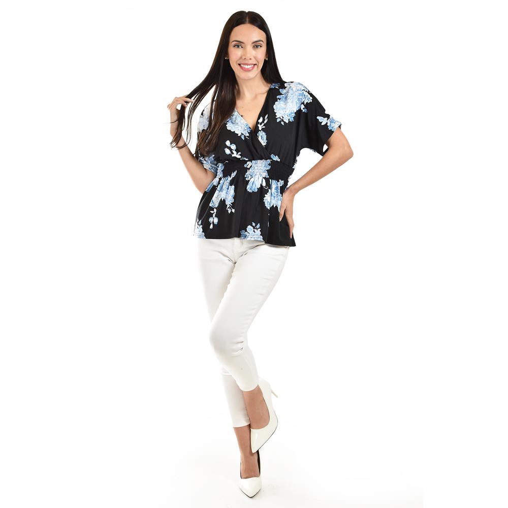 Foto 5 pulgar | Blusa Escote Cruzado Roman Fashion /juvenil, 6931 (negro / Azul) Negro