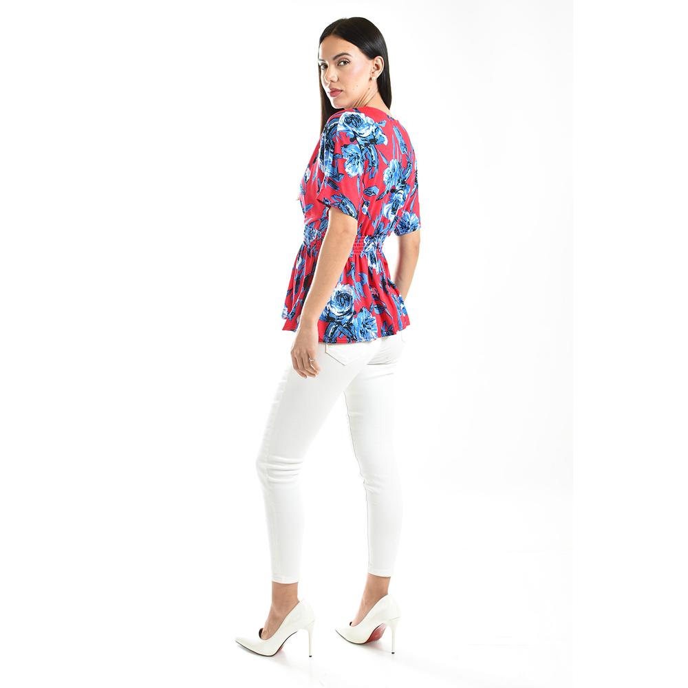 Foto 4 pulgar | Blusa Escote Cruzado Roman Fashion /juvenil, 6931 (fiusha / Azul) Fucsia