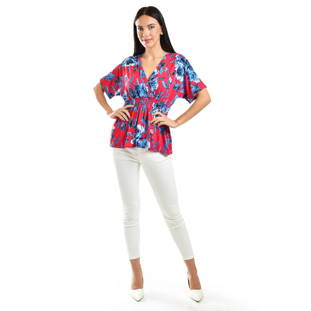 Foto 6 pulgar | Blusa Escote Cruzado Roman Fashion /juvenil, 6931 (fiusha / Azul) Fucsia