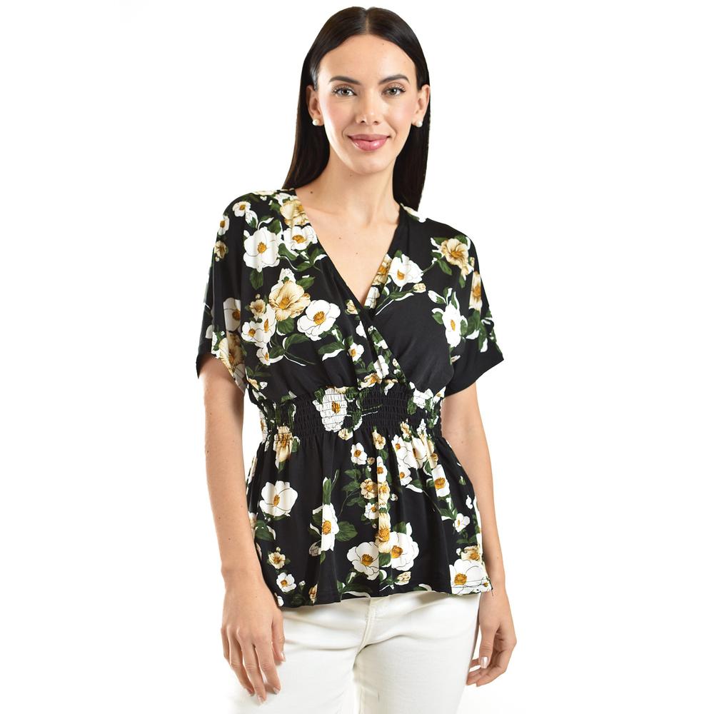 Foto 1 | Blusa Escote Cruzado Roman Fashion /juvenil, 6931 (negro /amarillo) Negro