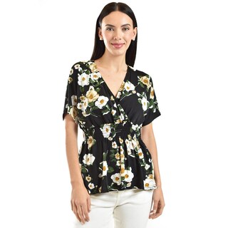 Foto 1 | Blusa Escote Cruzado Roman Fashion /juvenil, 6931 (negro /amarillo) Negro