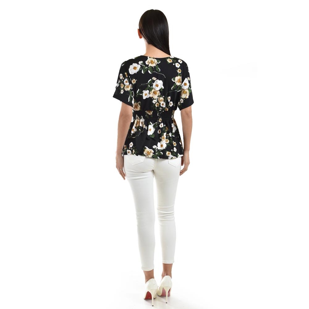 Foto 4 pulgar | Blusa Escote Cruzado Roman Fashion /juvenil, 6931 (negro /amarillo) Negro
