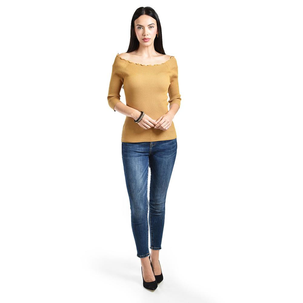 Blusa De Canale Manga 3/4 Roman Fashion / Juvenil, B2 (mostaza) Ocre