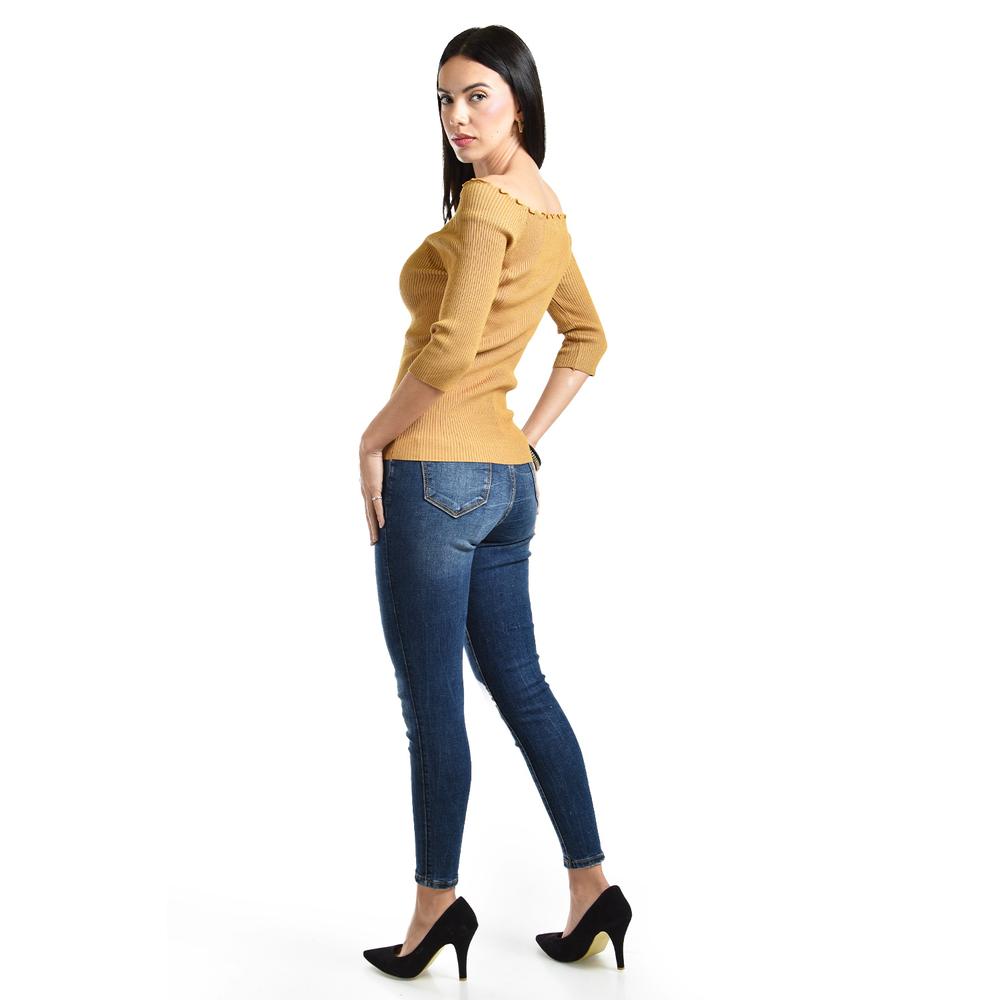 Foto 4 pulgar | Blusa De Canale Manga 3/4 Roman Fashion / Juvenil, B2 (mostaza) Ocre