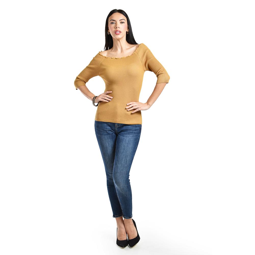 Foto 6 pulgar | Blusa De Canale Manga 3/4 Roman Fashion / Juvenil, B2 (mostaza) Ocre