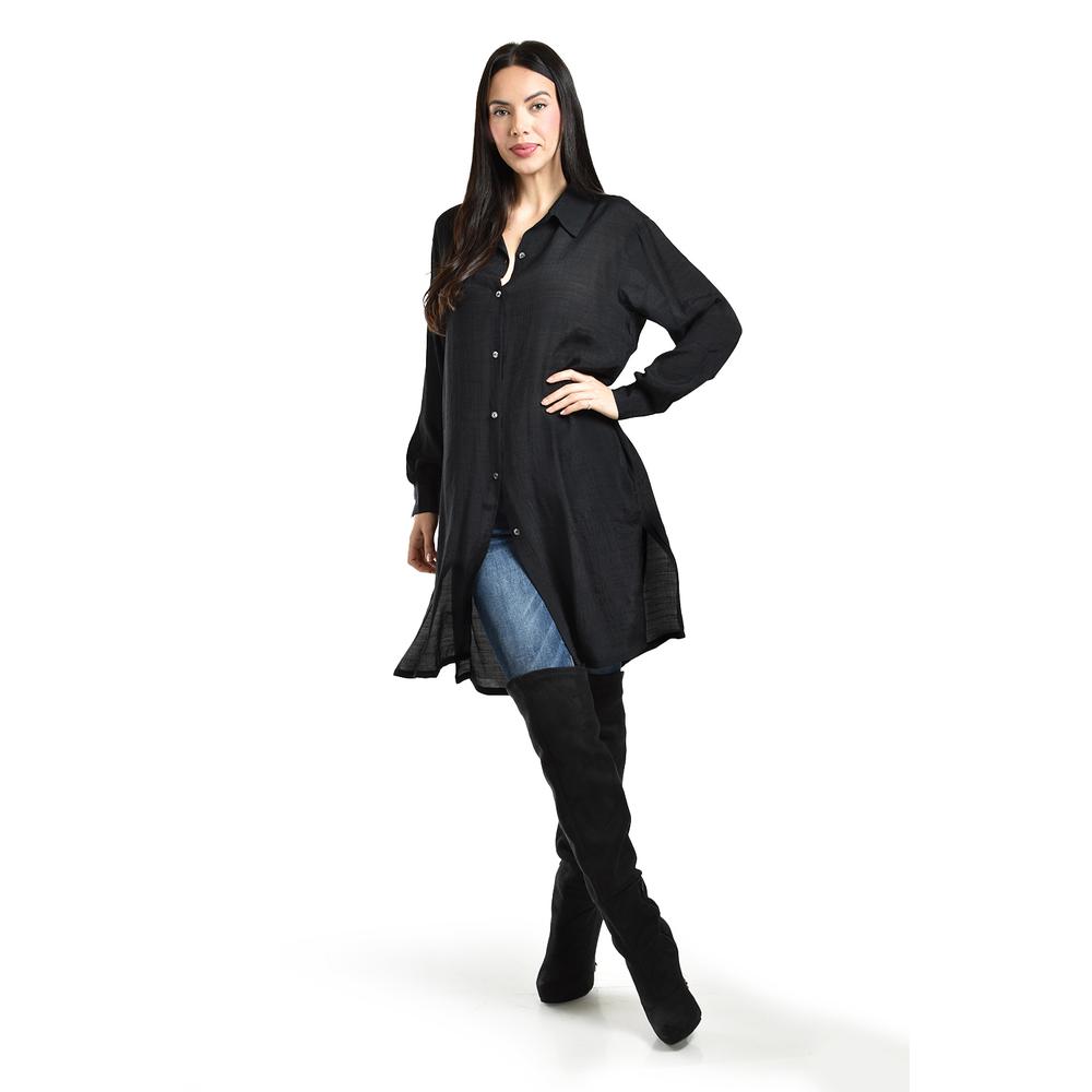 Blusa de Corte Largo Roman Fashion Juvenil Negra