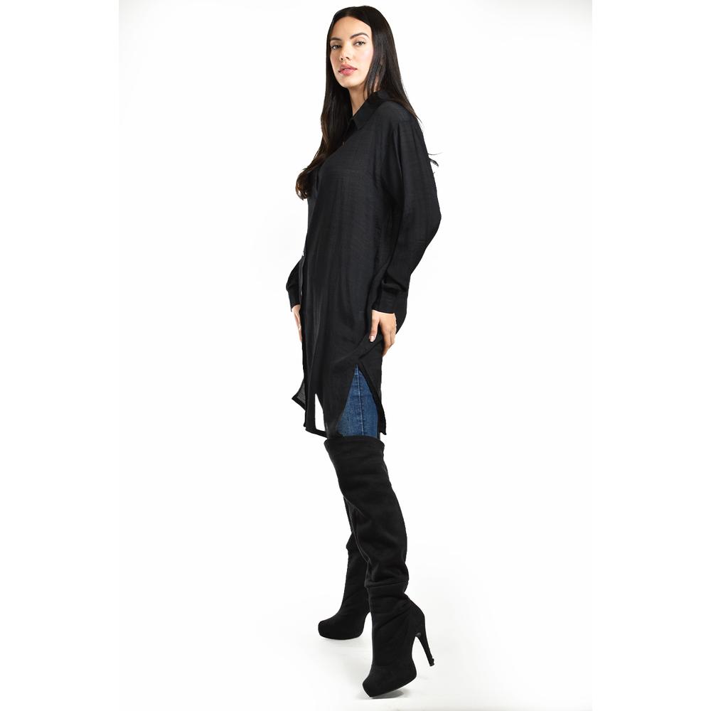 Foto 2 | Blusa de Corte Largo Roman Fashion Juvenil Negra