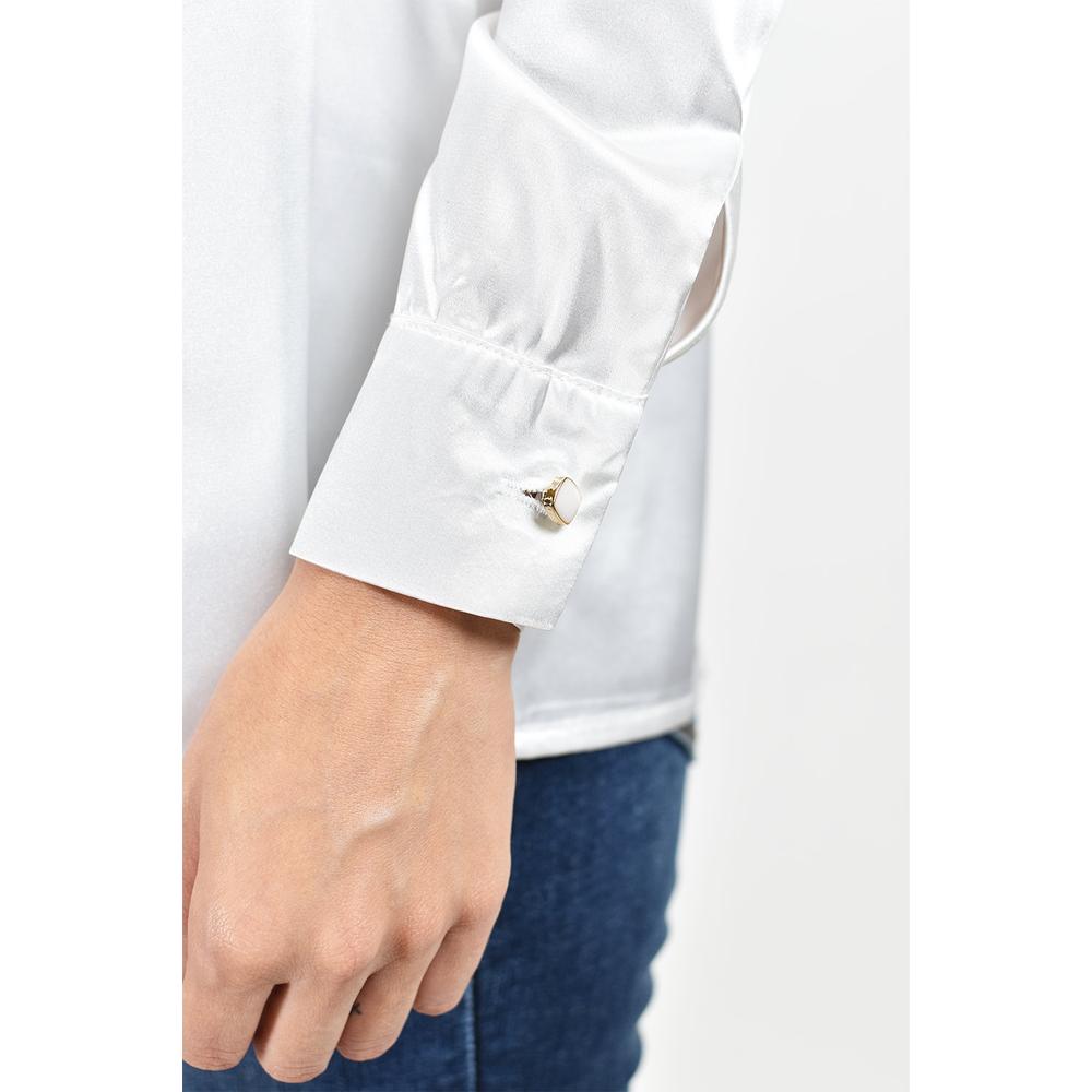 Foto 5 pulgar | Blusa de Satín con Lazo Roman Fashion Juvenil Blanca para Mujer