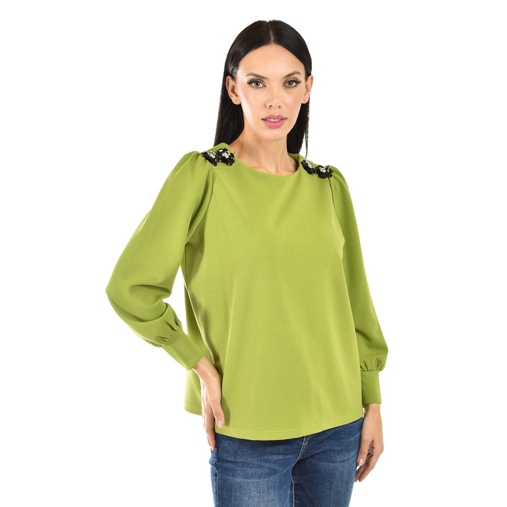 Blusa Con Detalle De Flor En Hombro Roman Fashion /juvenil, 5106 (verde) Verde