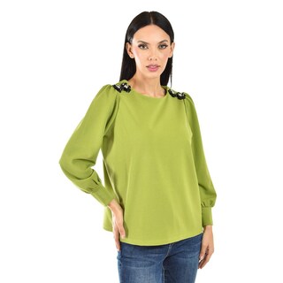 Foto 1 | Blusa Con Detalle De Flor En Hombro Roman Fashion /juvenil, 5106 (verde) Verde