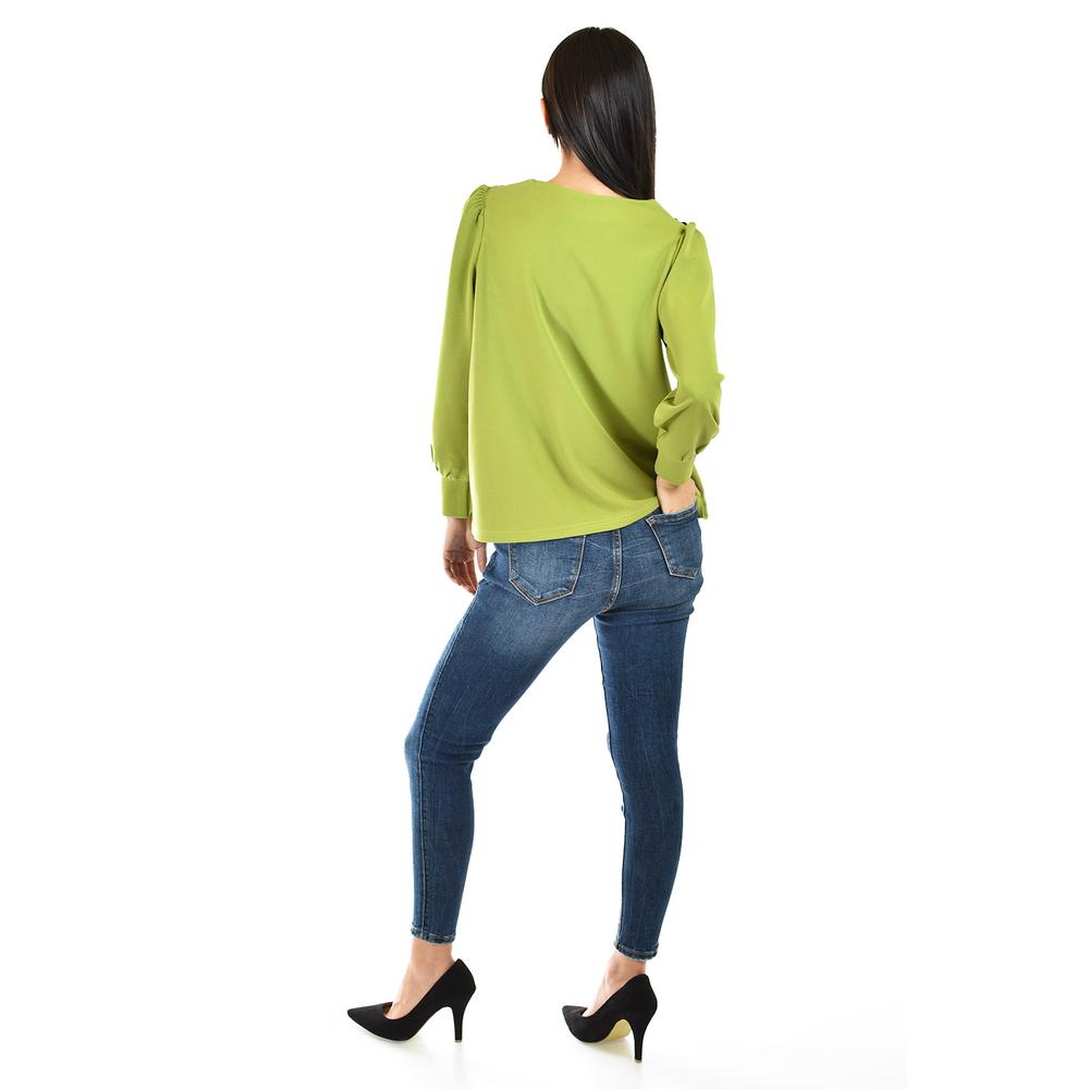 Foto 3 | Blusa Con Detalle De Flor En Hombro Roman Fashion /juvenil, 5106 (verde) Verde