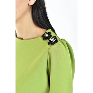Foto 4 | Blusa Con Detalle De Flor En Hombro Roman Fashion /juvenil, 5106 (verde) Verde