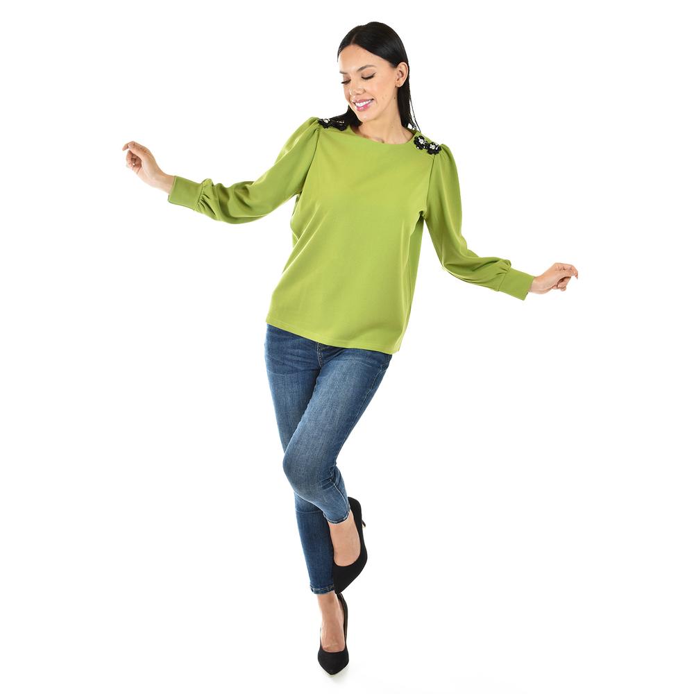 Foto 6 pulgar | Blusa Con Detalle De Flor En Hombro Roman Fashion /juvenil, 5106 (verde) Verde