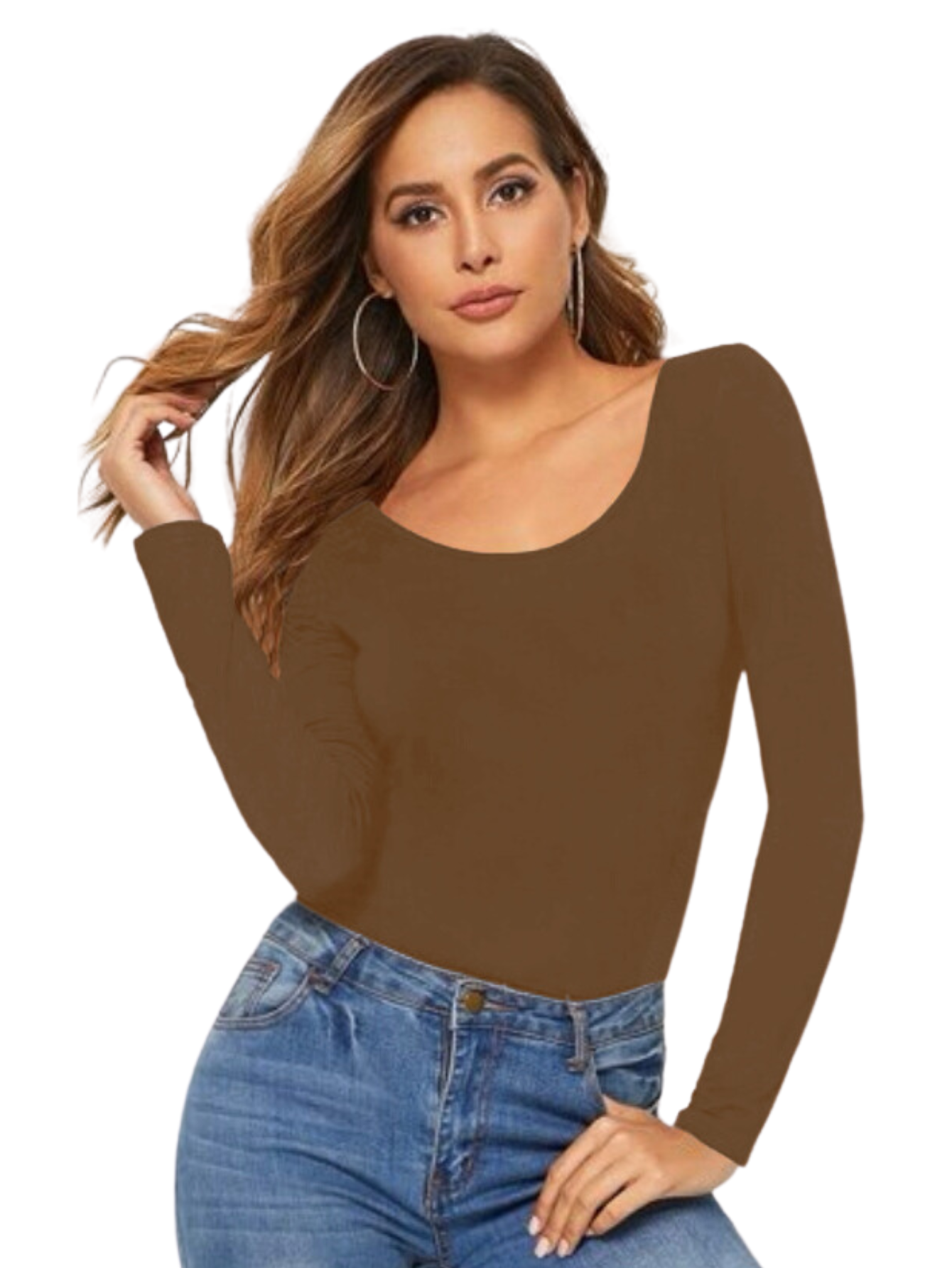 Blusa de Manga Larga Café