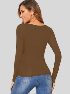 Foto 3 | Blusa de Manga Larga Café