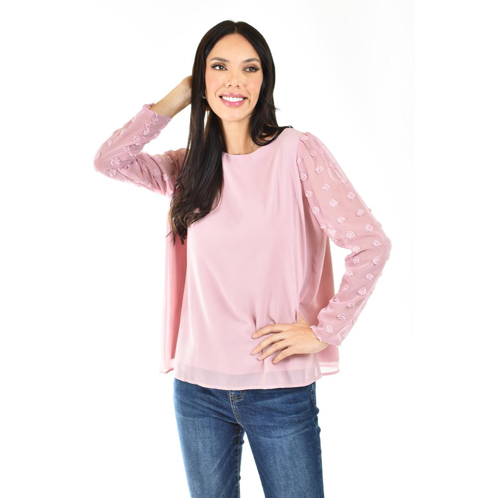 Blusa de Mangas con Relieve Roman Fashion Juvenil 5107 Rosa