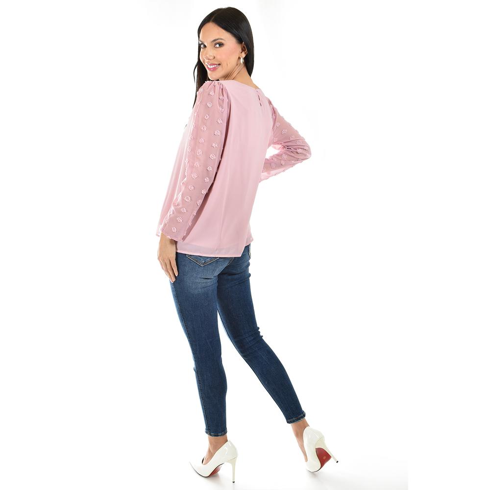 Foto 4 pulgar | Blusa de Mangas con Relieve Roman Fashion Juvenil 5107 Rosa