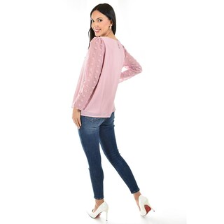 Foto 3 | Blusa de Mangas con Relieve Roman Fashion Juvenil 5107 Rosa