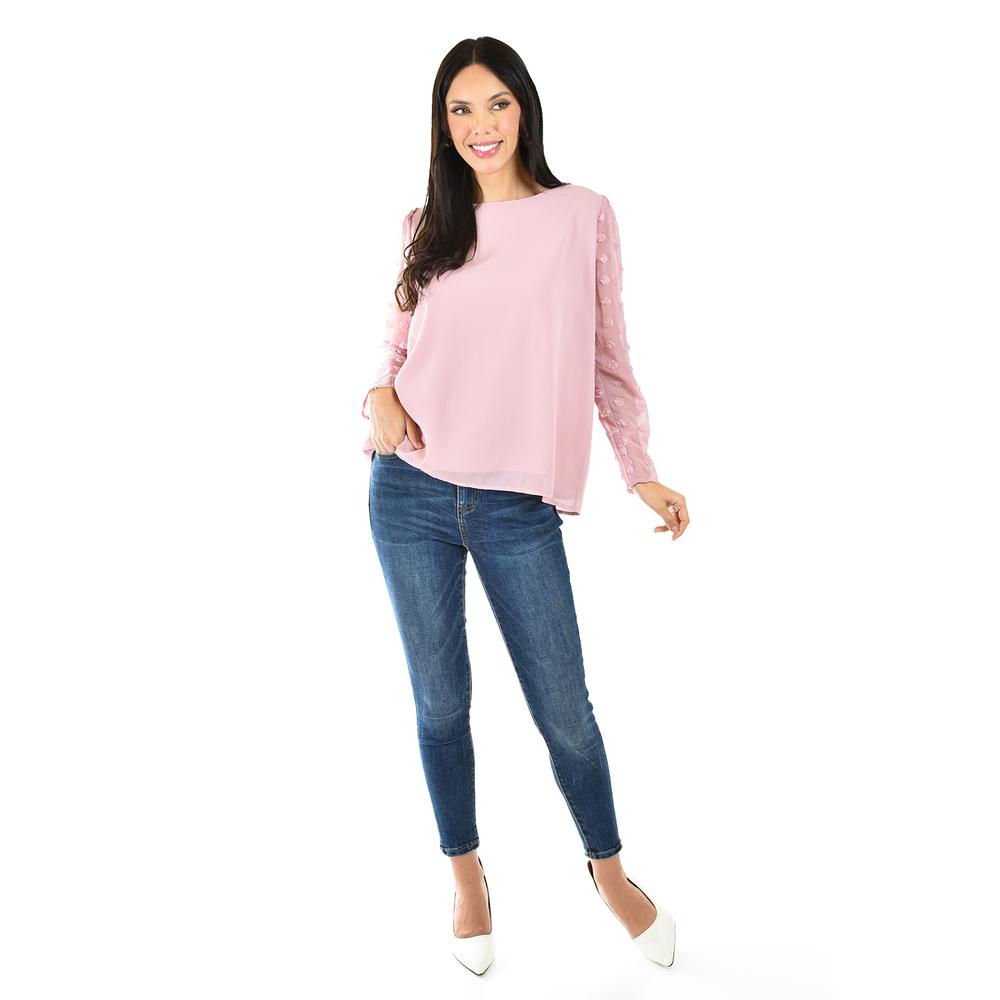 Foto 7 pulgar | Blusa de Mangas con Relieve Roman Fashion Juvenil 5107 Rosa